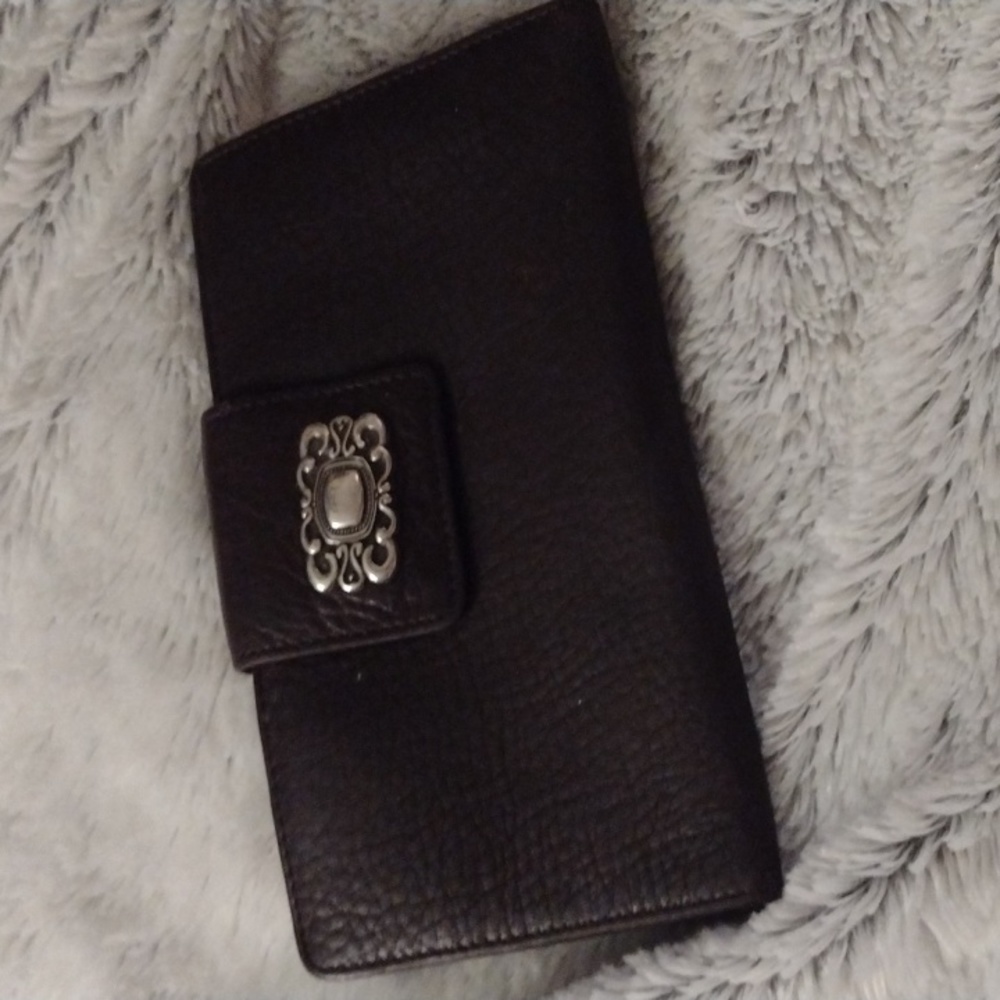 Vintage Fossil womens brown leather checkbook wallet